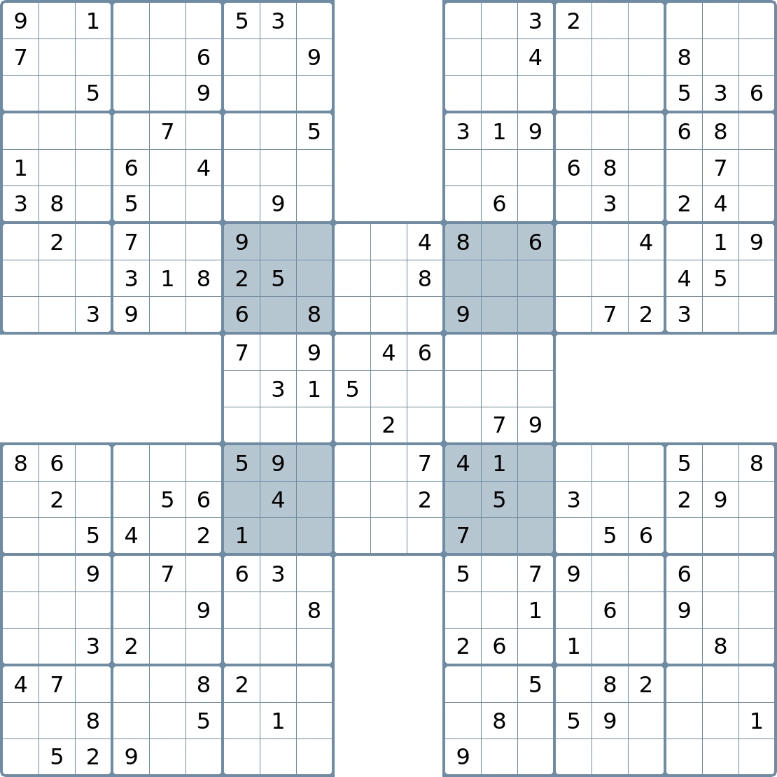 print-samurai-sudoku-escape-sudoku for Free Printable Large Print Sudoku Puzzles Print Samurai Sudoku — Escape Sudoku for Free Printable Large Print Sudoku Puzzles